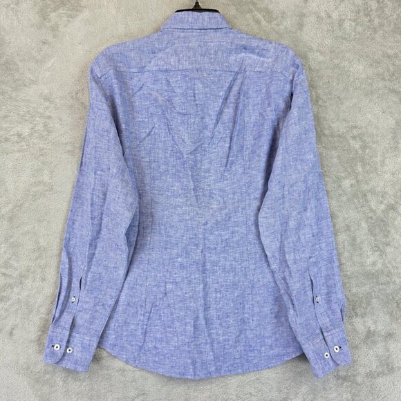 UNTUCKit Shirt Mens Medium Blue Linen Slim Fit Vin Santo WR Wrinkle Resistant - Picture 12 of 12